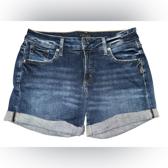 Silver Jeans Mid Rise Boyfriend Shorts women’s Sz 27 4.5” cuffed - Picture 3 of 12